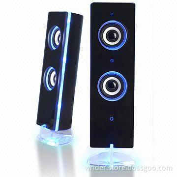 2.0 Computer Multimedia Speakers with LED Light and RMS Satellite Output Power of 3W x 4